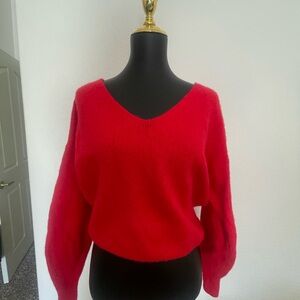 Bright Cherry Madewell Wedged V-Neck Sweater